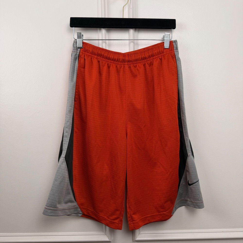 Nike Mens Basketball Shorts Orange Grey Black Mesh Athletic XL
